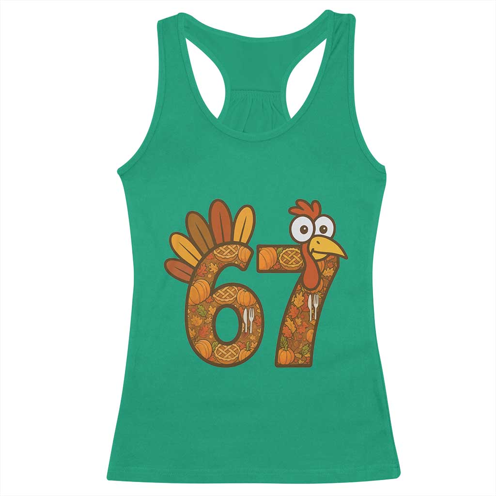 Six And Seven Meme Turkey Racerback Tank Top Funny Thanksgiving Gift TS12 Irish Green Print Your Wear