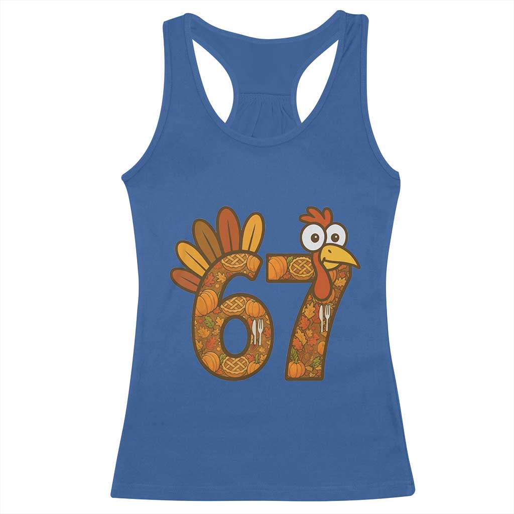 Six And Seven Meme Turkey Racerback Tank Top Funny Thanksgiving Gift TS12 Royal Blue Print Your Wear