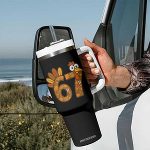 Six And Seven Meme Turkey Tumbler With Handle Funny Thanksgiving Gift TS12 Print Your Wear