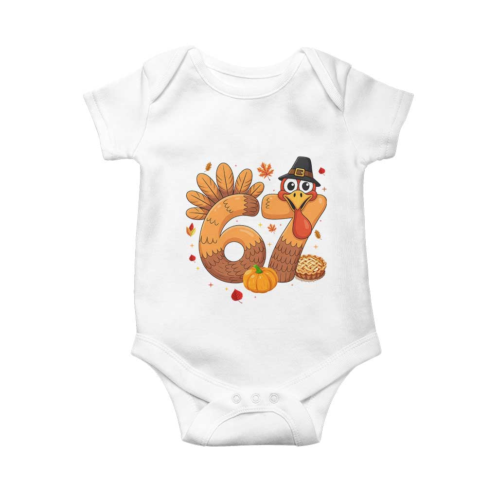 Funny Turkey Six And Seven Meme Baby Onesie Thanksgiving Gift TS12 White Print Your Wear