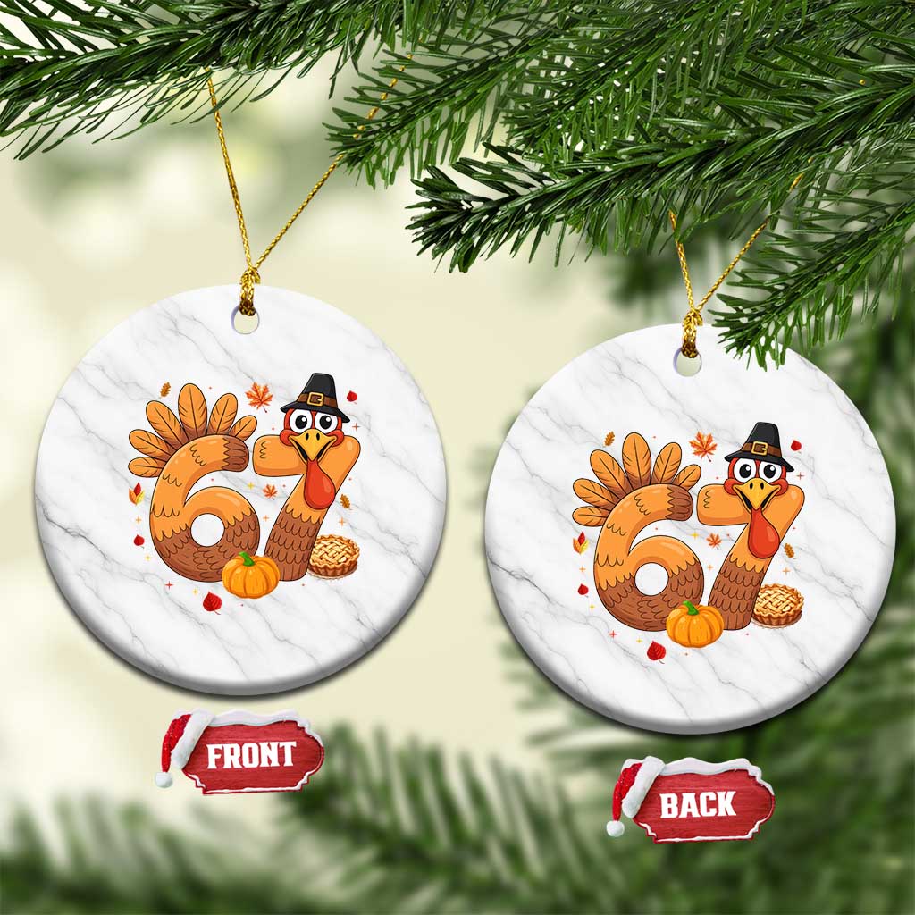 Funny Turkey Six And Seven Meme Ceramic Ornament Thanksgiving Gift TS12 1pc White Marble Print Your Wear
