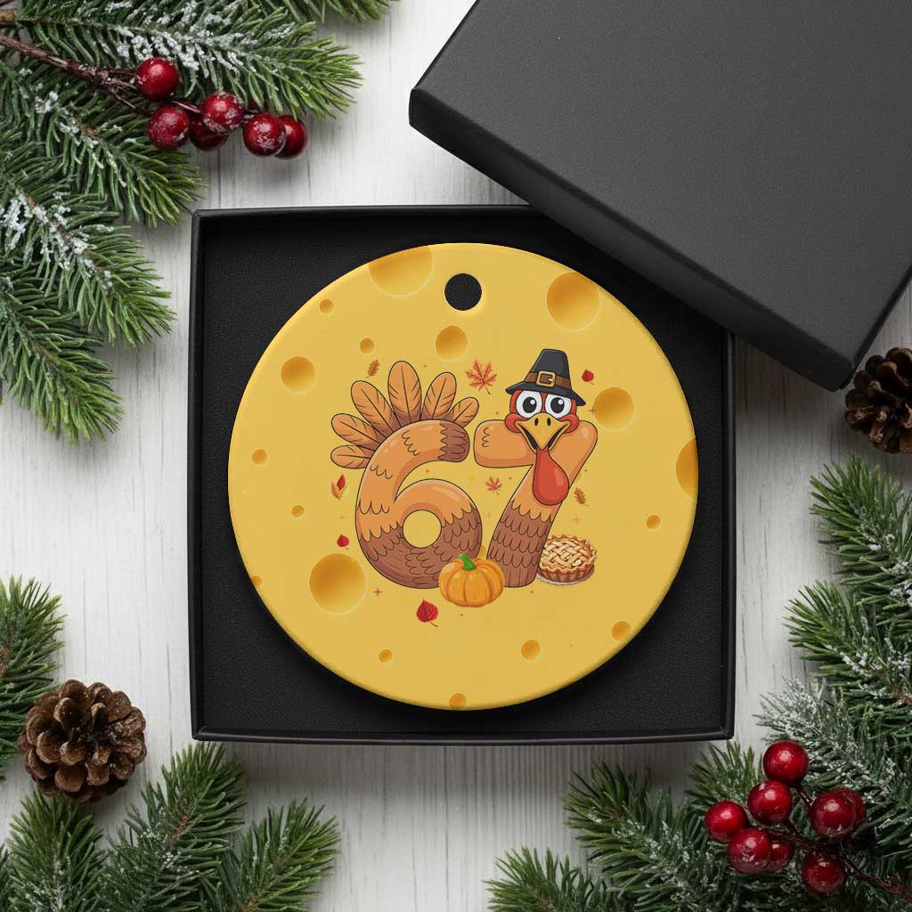 Funny Turkey Six And Seven Meme Ceramic Ornament Thanksgiving Gift TS12 1pc Yellow Cheese Print Your Wear