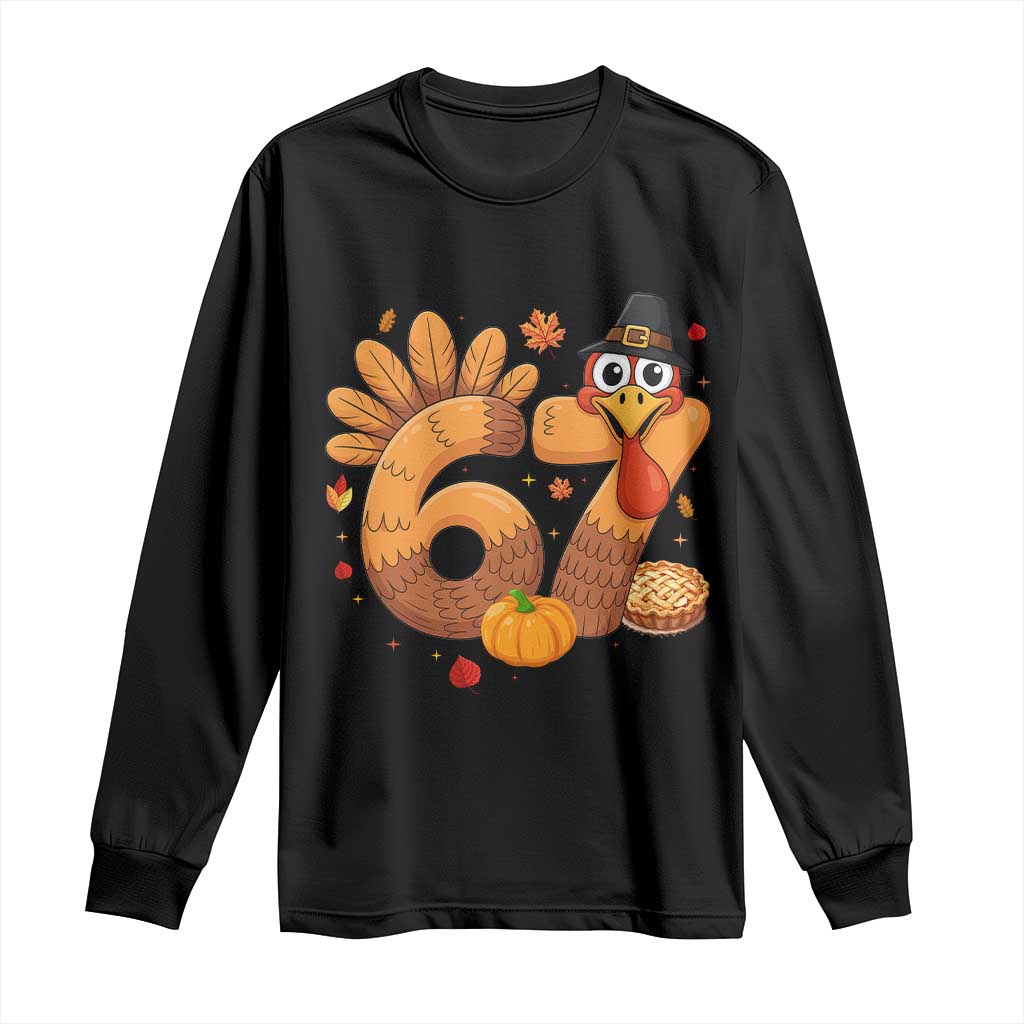 Funny Turkey Six And Seven Meme Long Sleeve Shirt Thanksgiving Gift TS12 Black Print Your Wear