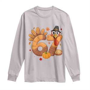 Funny Turkey Six And Seven Meme Long Sleeve Shirt Thanksgiving Gift TS12 Ice Gray Print Your Wear