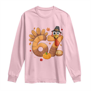 Funny Turkey Six And Seven Meme Long Sleeve Shirt Thanksgiving Gift TS12 Light Pink Print Your Wear