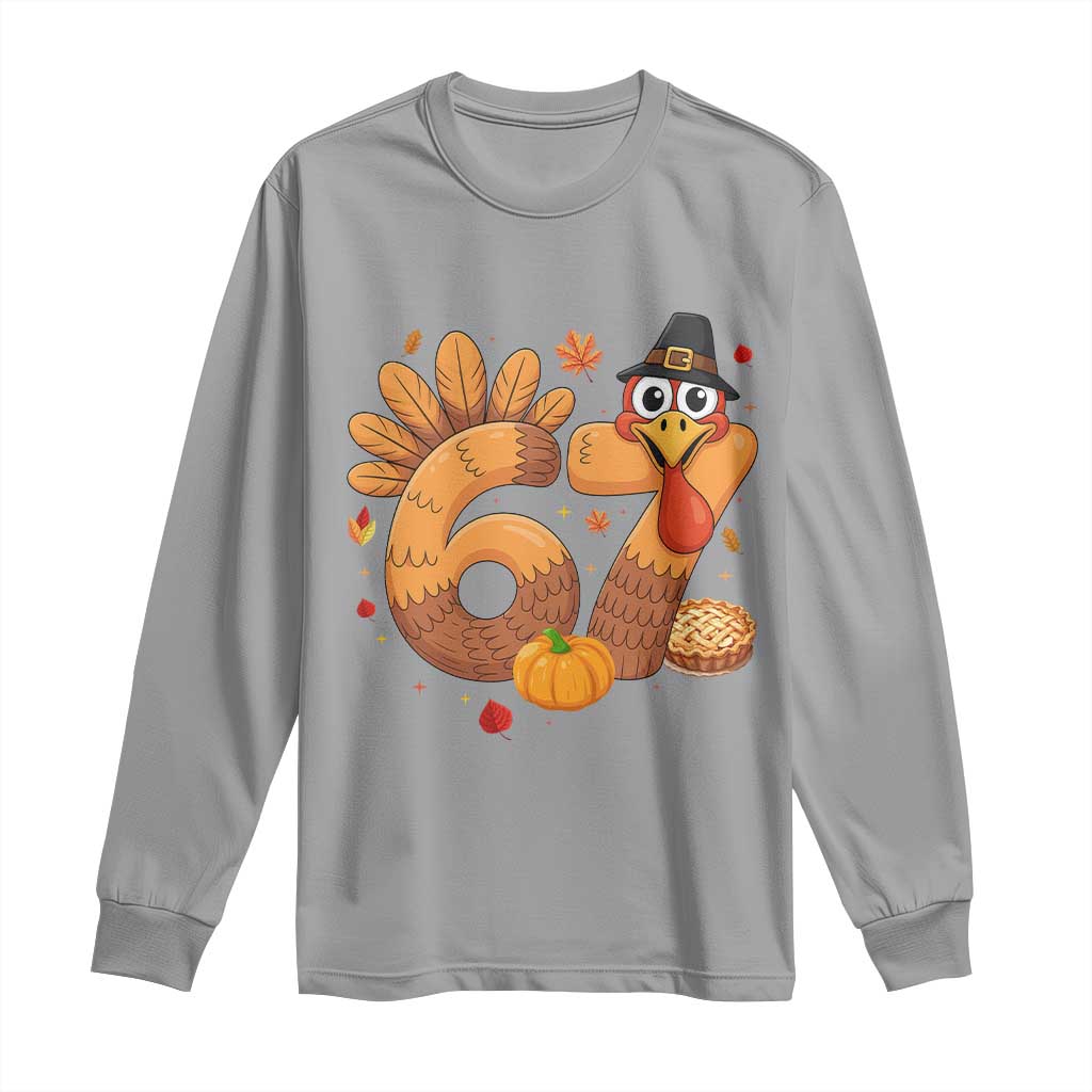 Funny Turkey Six And Seven Meme Long Sleeve Shirt Thanksgiving Gift TS12 Sport Gray Print Your Wear