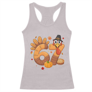 Funny Turkey Six And Seven Meme Racerback Tank Top Thanksgiving Gift TS12 Ice Gray Print Your Wear