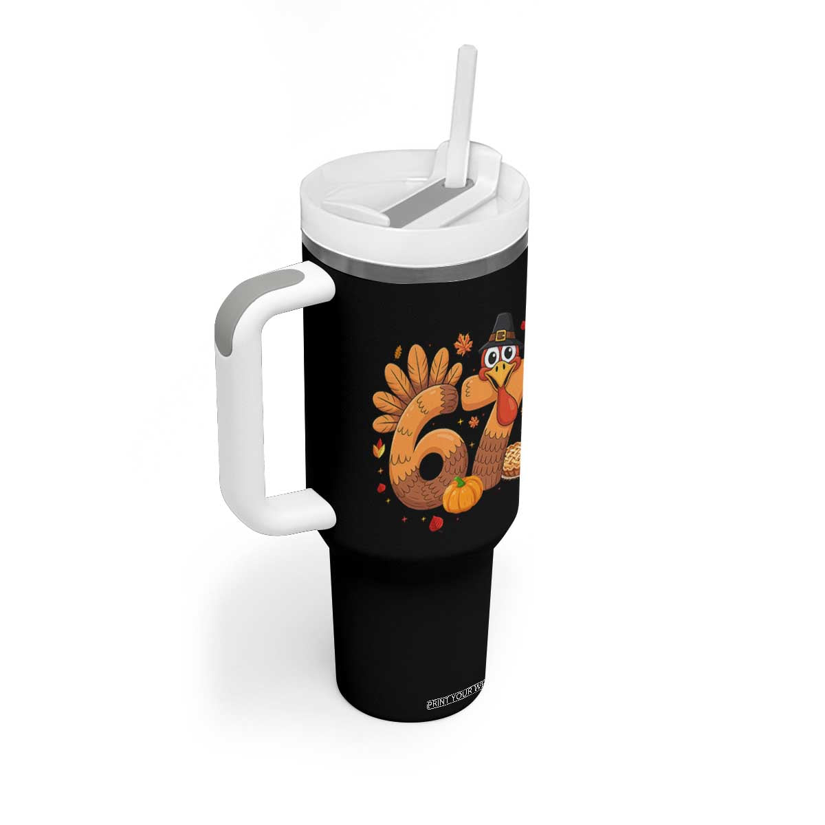 Funny Turkey Six And Seven Meme Tumbler With Handle Thanksgiving Gift TS12 Print Your Wear