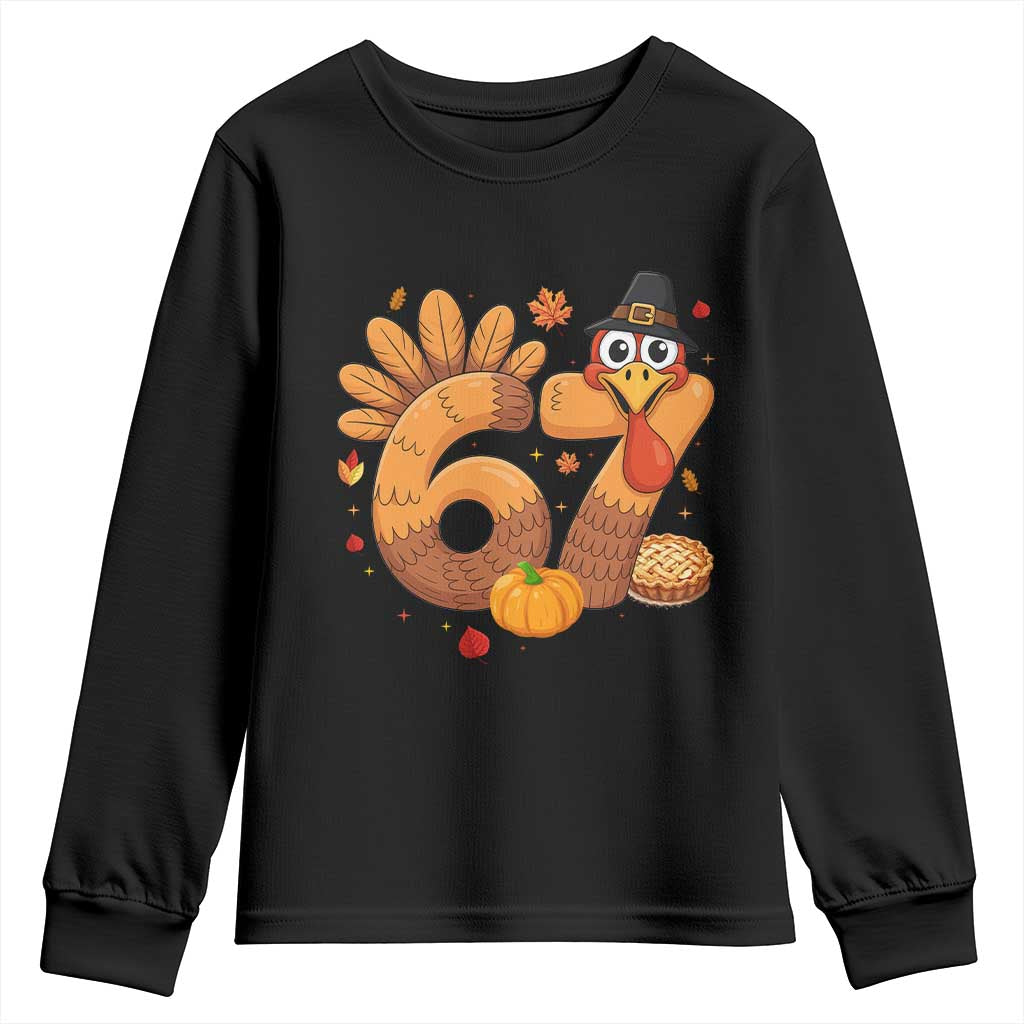 Funny Turkey Six And Seven Meme Youth Sweatshirt Thanksgiving Gift TS12 Black Print Your Wear