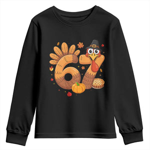 Funny Turkey Six And Seven Meme Youth Sweatshirt Thanksgiving Gift TS12 Black Print Your Wear