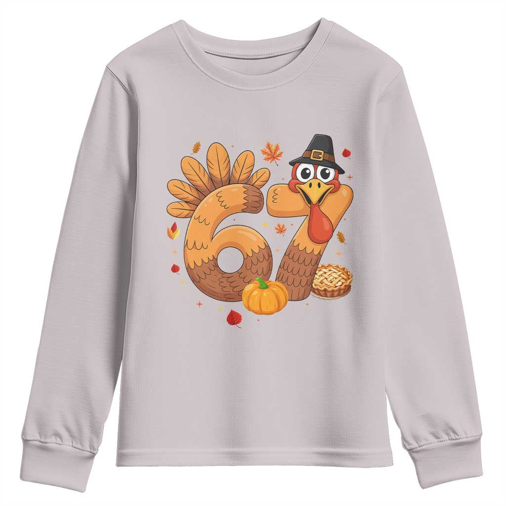 Funny Turkey Six And Seven Meme Youth Sweatshirt Thanksgiving Gift TS12 Ice Gray Print Your Wear