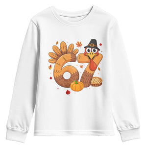 Funny Turkey Six And Seven Meme Youth Sweatshirt Thanksgiving Gift TS12 White Print Your Wear