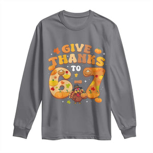 Give Thanks To 67 Long Sleeve Shirt Funny Brainrot Six Seven Meme Thanksgiving Gift TS12 Charcoal Print Your Wear