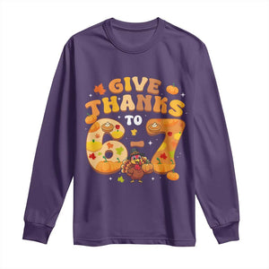 Give Thanks To 67 Long Sleeve Shirt Funny Brainrot Six Seven Meme Thanksgiving Gift TS12 Purple Print Your Wear
