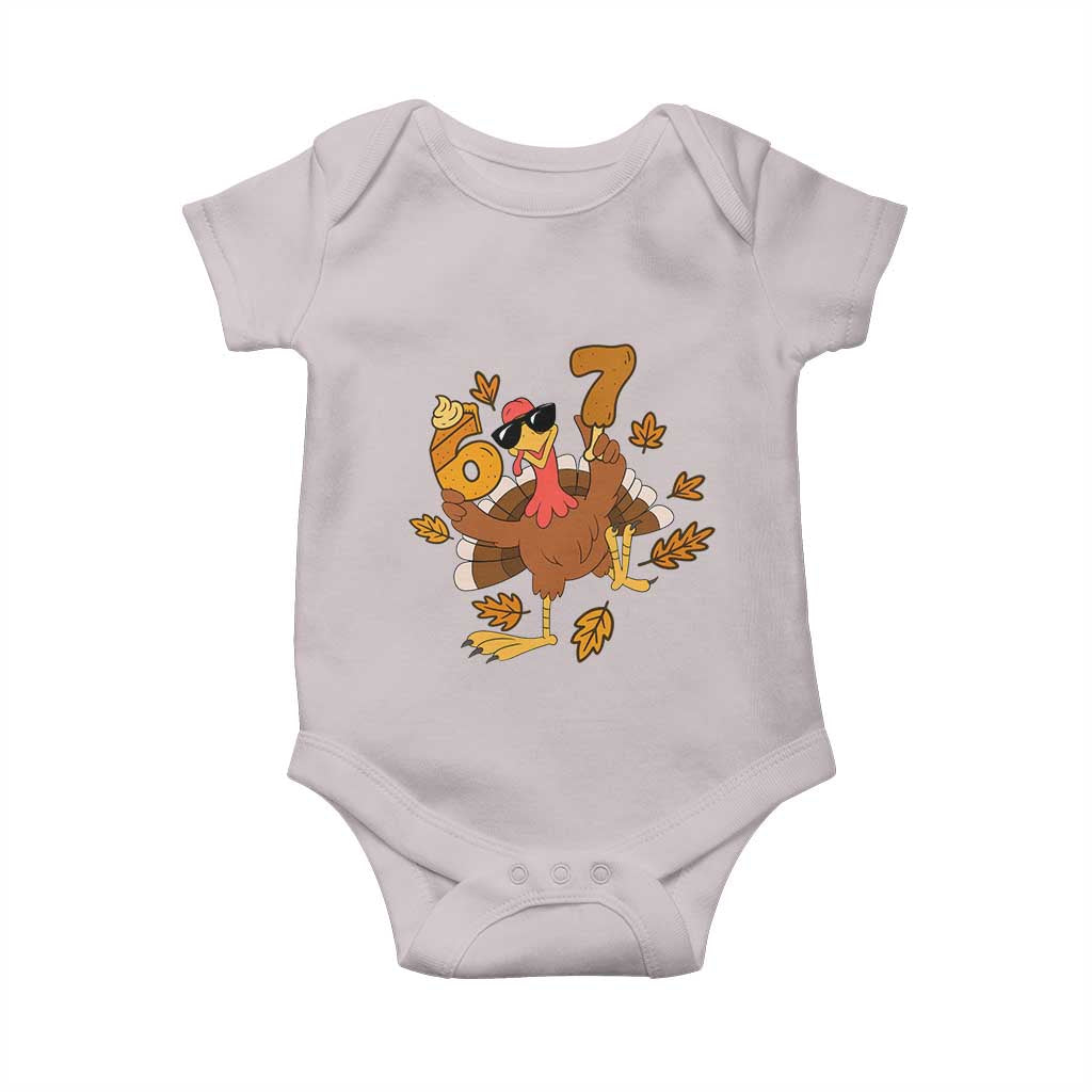 Trending Six Seven Meme Turkey Baby Onesie Funny Thanksgiving Gift TS12 Ice Gray Print Your Wear