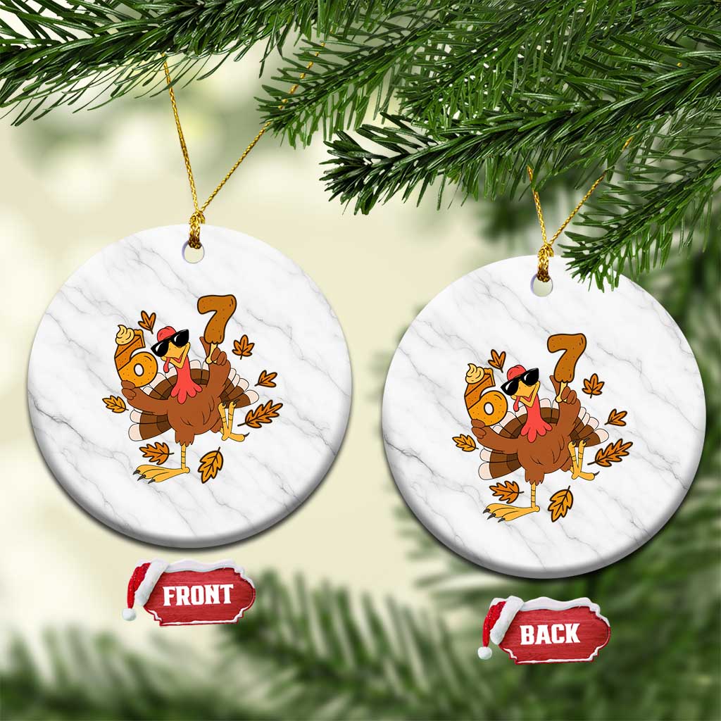 Trending Six Seven Meme Turkey Ceramic Ornament Funny Thanksgiving Gift TS12 1pc White Marble Print Your Wear