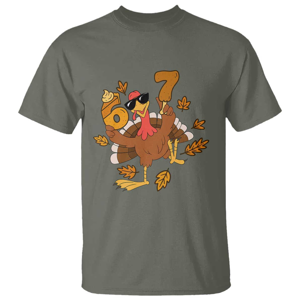 Trending Six Seven Meme Turkey T Shirt Funny Thanksgiving Gift TS12 Military Green Print Your Wear