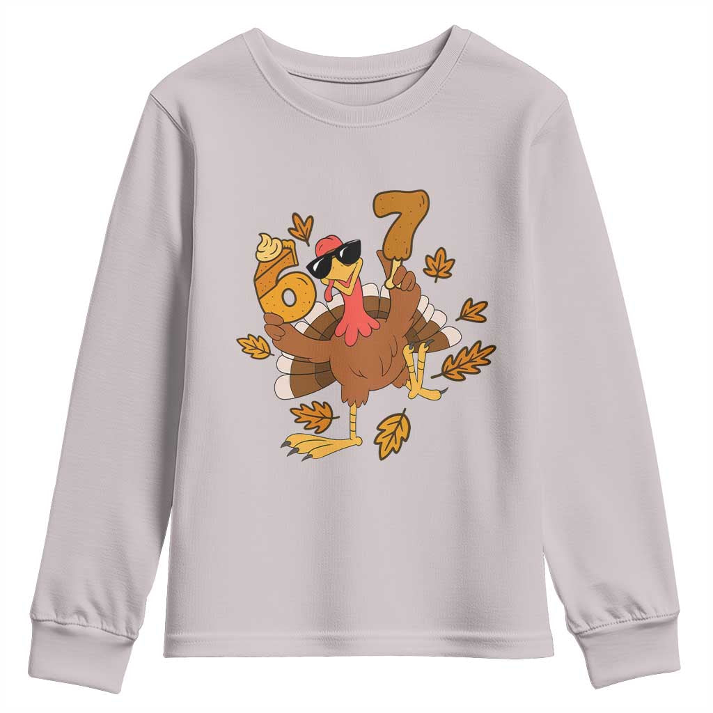 Trending Six Seven Meme Turkey Youth Sweatshirt Funny Thanksgiving Gift TS12 Ice Gray Print Your Wear