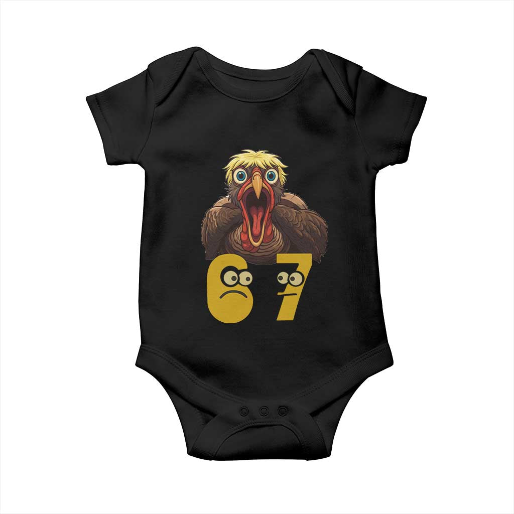 Six Seven Meme Turkey Baby Onesie Trending Gen Alpha Thanksgiving Gift TS12 Black Print Your Wear