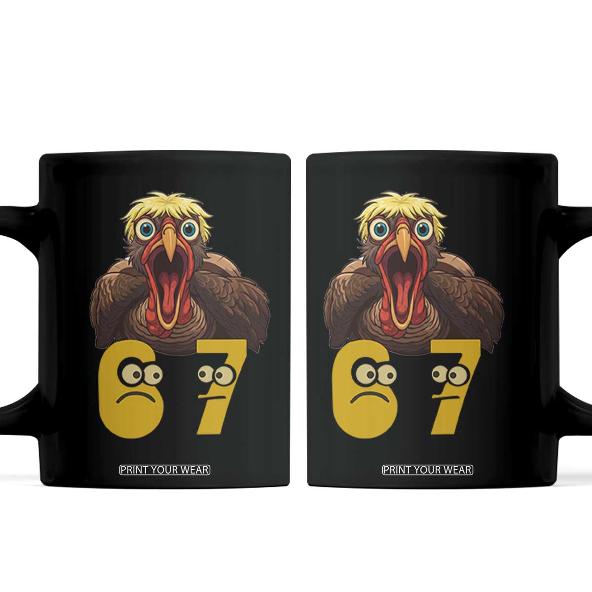 Six Seven Meme Turkey Coffee Mug Trending Gen Alpha Thanksgiving Gift TS12 Black Print Your Wear