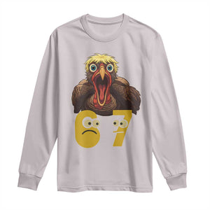 Six Seven Meme Turkey Long Sleeve Shirt Trending Gen Alpha Thanksgiving Gift TS12 Ice Gray Print Your Wear