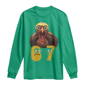 Six Seven Meme Turkey Long Sleeve Shirt Trending Gen Alpha Thanksgiving Gift TS12 Irish Green Print Your Wear