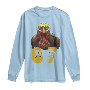 Six Seven Meme Turkey Long Sleeve Shirt Trending Gen Alpha Thanksgiving Gift TS12 Light Blue Print Your Wear
