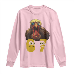 Six Seven Meme Turkey Long Sleeve Shirt Trending Gen Alpha Thanksgiving Gift TS12 Light Pink Print Your Wear