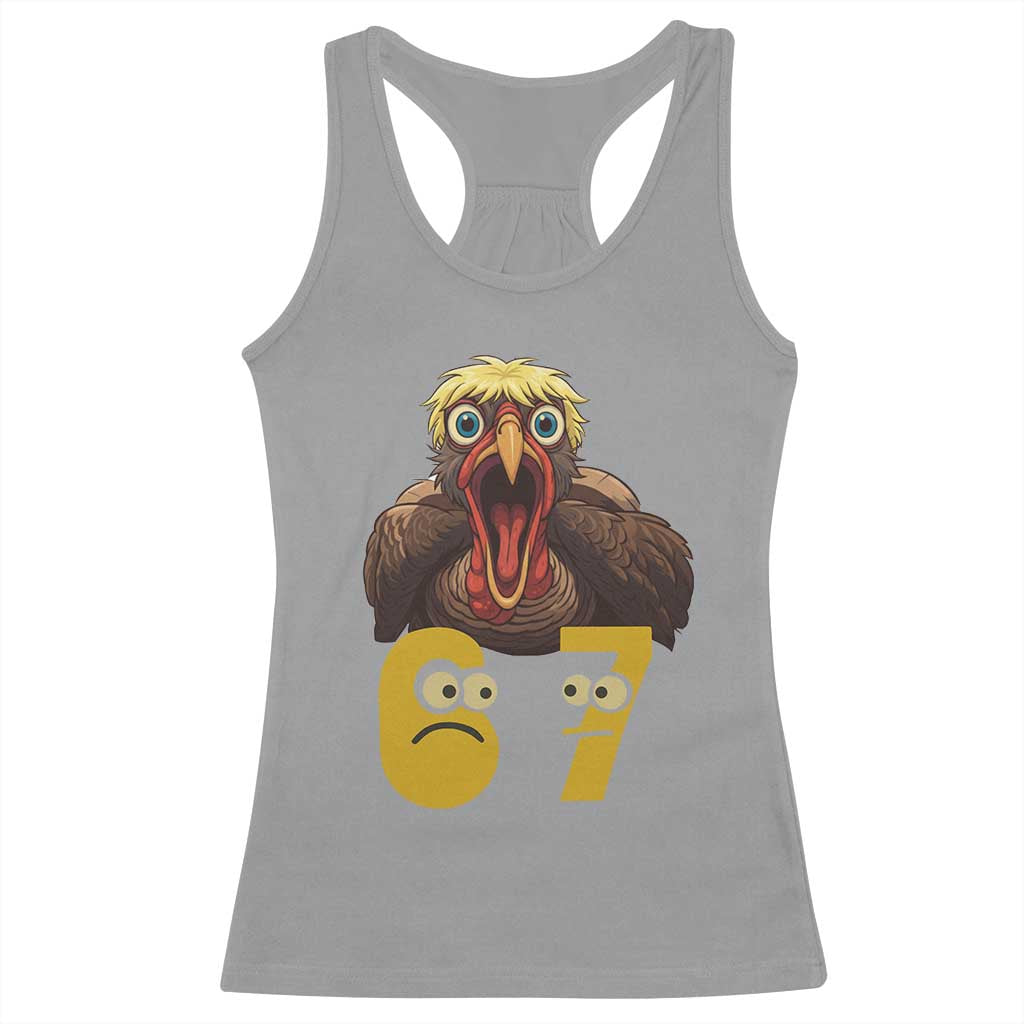 Six Seven Meme Turkey Racerback Tank Top Trending Gen Alpha Thanksgiving Gift TS12 Sport Gray Print Your Wear