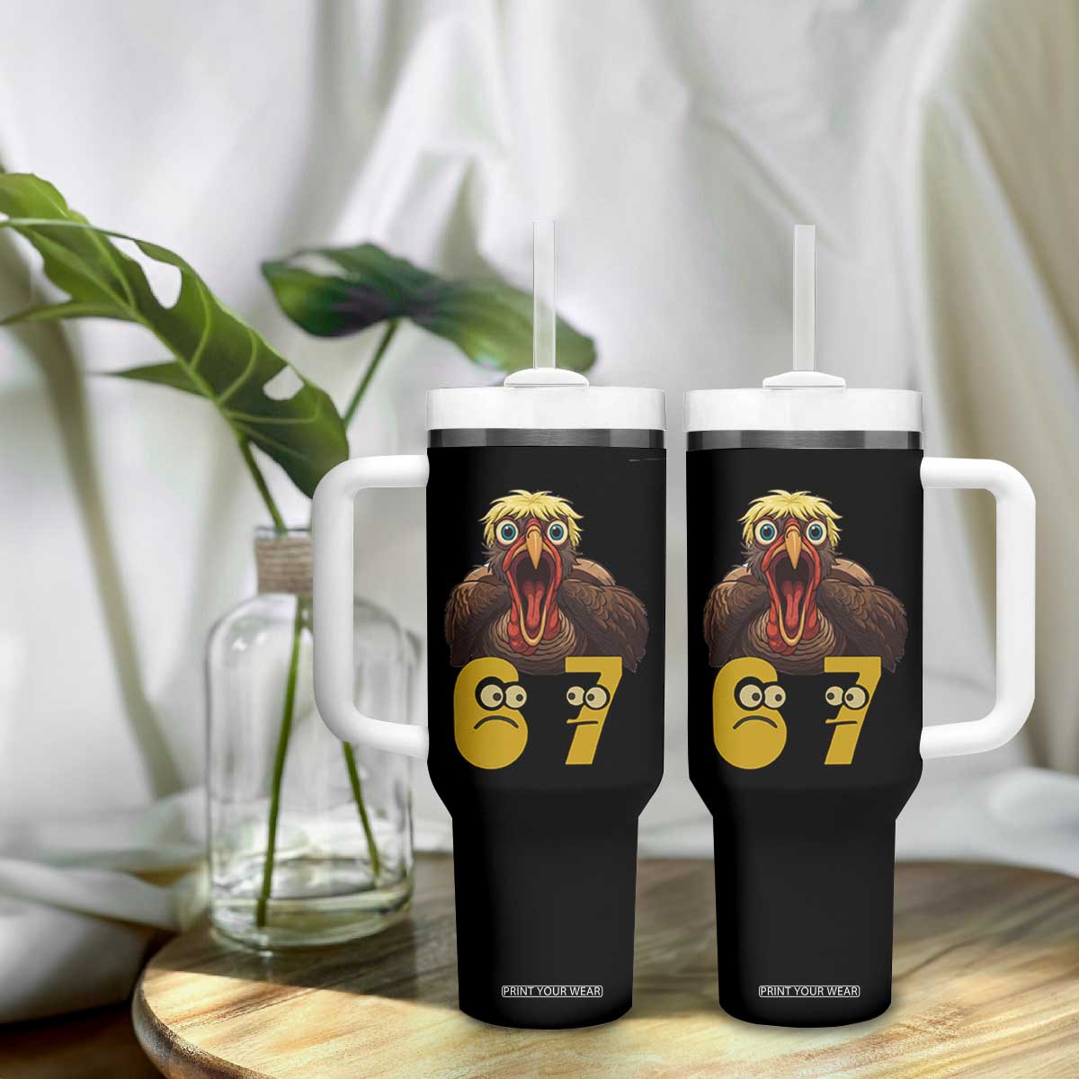 Six Seven Meme Turkey Tumbler With Handle Trending Gen Alpha Thanksgiving Gift TS12 Print Your Wear