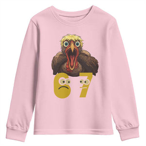 Six Seven Meme Turkey Youth Sweatshirt Trending Gen Alpha Thanksgiving Gift TS12 Light Pink Print Your Wear
