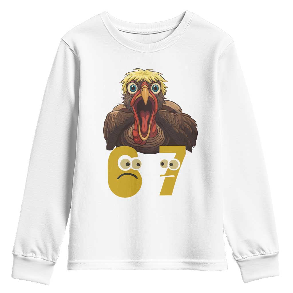Six Seven Meme Turkey Youth Sweatshirt Trending Gen Alpha Thanksgiving Gift TS12 White Print Your Wear