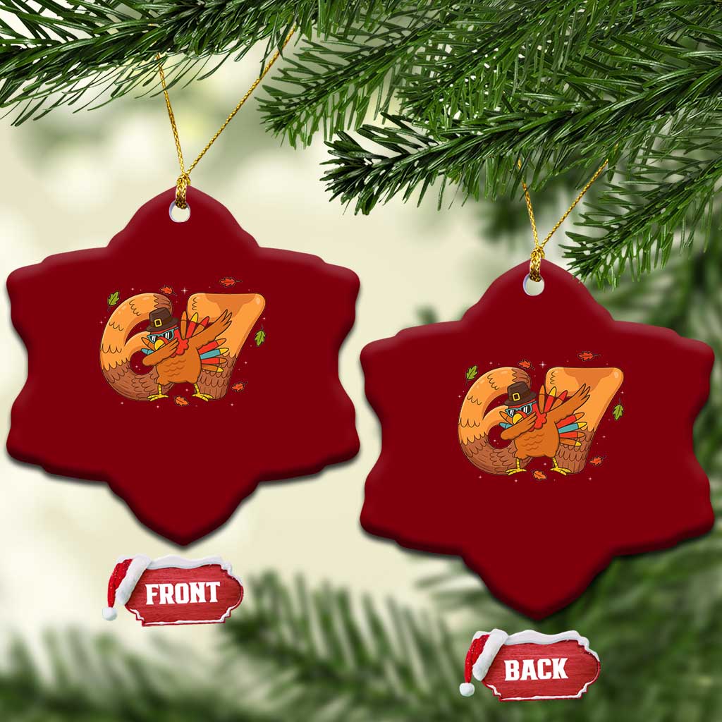 Thanksgiving Turkey Dabbing Ceramic Ornament Six Seven Meme Trending Gift TS12 Print Your Wear