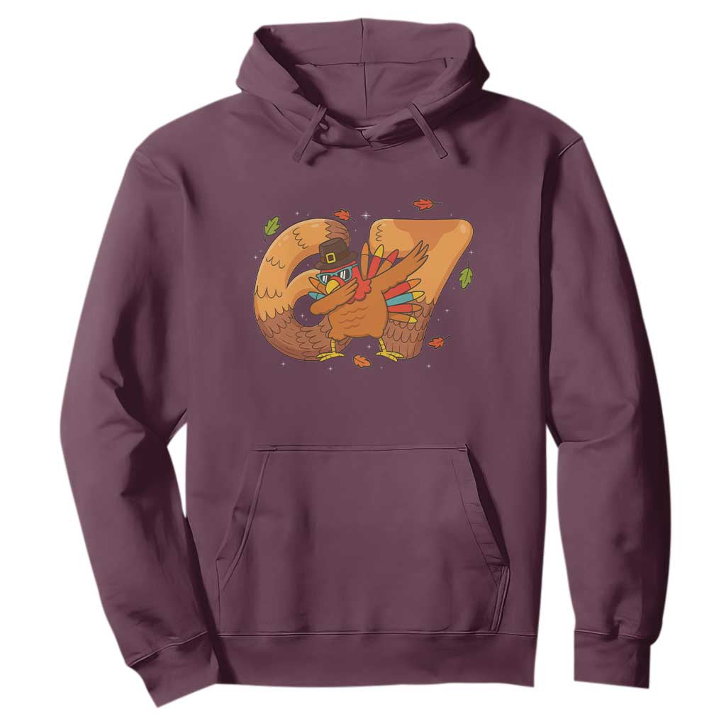 Thanksgiving Turkey Dabbing Hoodie Six Seven Meme Trending Gift TS12 Maroon Print Your Wear