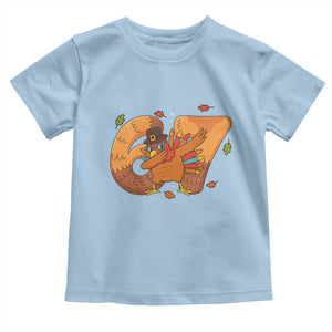 Thanksgiving Turkey Dabbing Toddler T Shirt Six Seven Meme Trending Gift TS12 Light Blue Print Your Wear