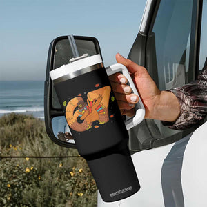Thanksgiving Turkey Dabbing Tumbler With Handle Six Seven Meme Trending Gift TS12 Print Your Wear