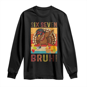 Six Seven Meme Turkey Dabbing Long Sleeve Shirt Funny Thanksgiving Gift TS12 Black Print Your Wear