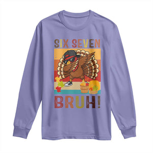 Six Seven Meme Turkey Dabbing Long Sleeve Shirt Funny Thanksgiving Gift TS12 Violet Print Your Wear