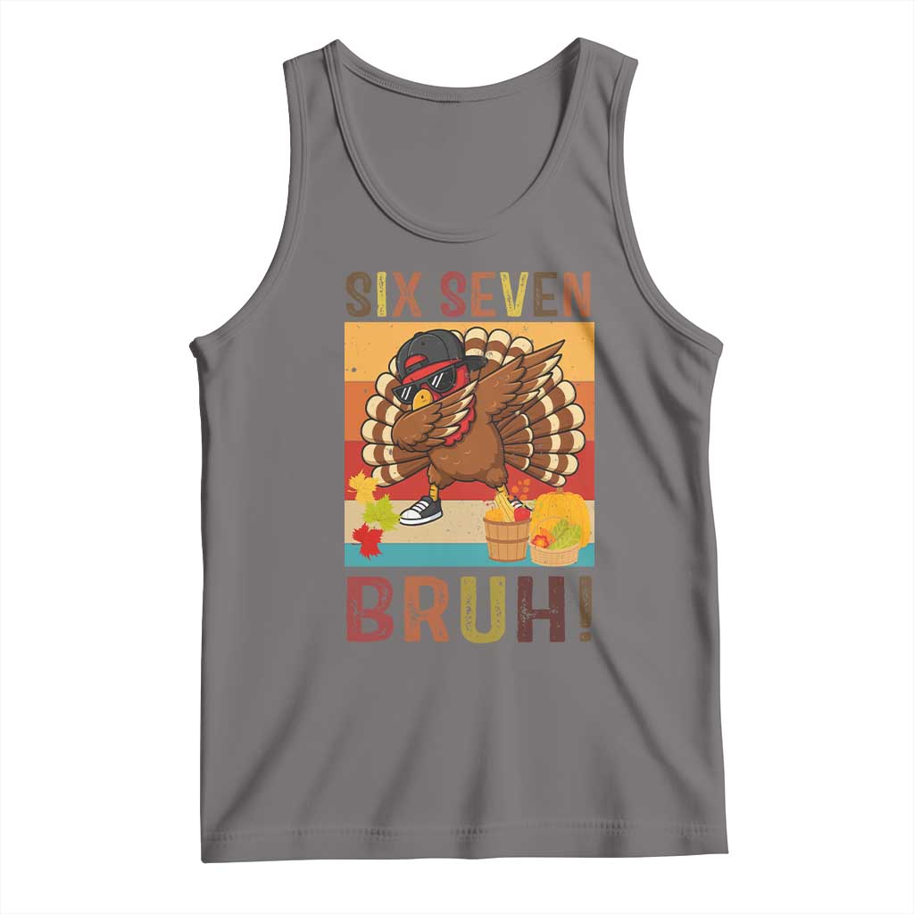Six Seven Meme Turkey Dabbing Tank Top Funny Thanksgiving Gift TS12 Deep Heather Print Your Wear
