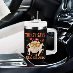 Turkey Says Six Seven Tumbler With Handle Funny Thanksgiving Meme Gift TS12 Print Your Wear