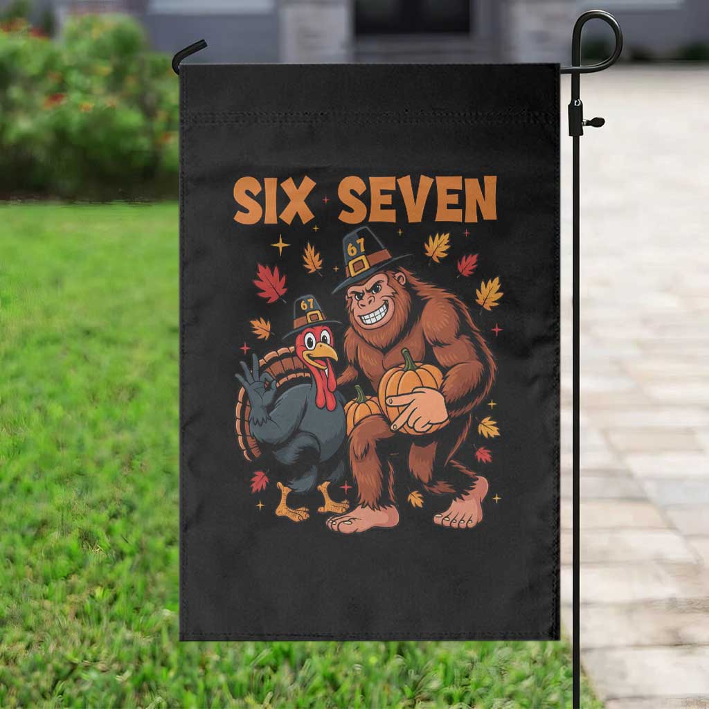 Six Seven Meme Bigfoot And Turkey Garden Flag Funny Thanksgiving Gift TS12 Print Your Wear