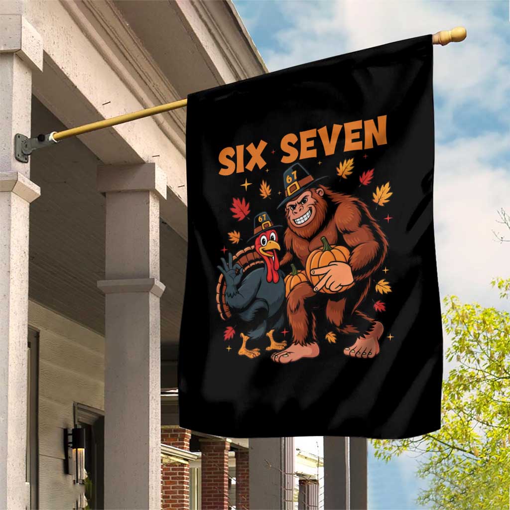 Six Seven Meme Bigfoot And Turkey Garden Flag Funny Thanksgiving Gift TS12 Print Your Wear