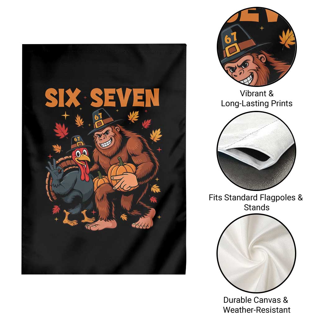 Six Seven Meme Bigfoot And Turkey Garden Flag Funny Thanksgiving Gift TS12 Print Your Wear