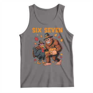 Six Seven Meme Bigfoot And Turkey Tank Top Funny Thanksgiving Gift TS12 Deep Heather Print Your Wear