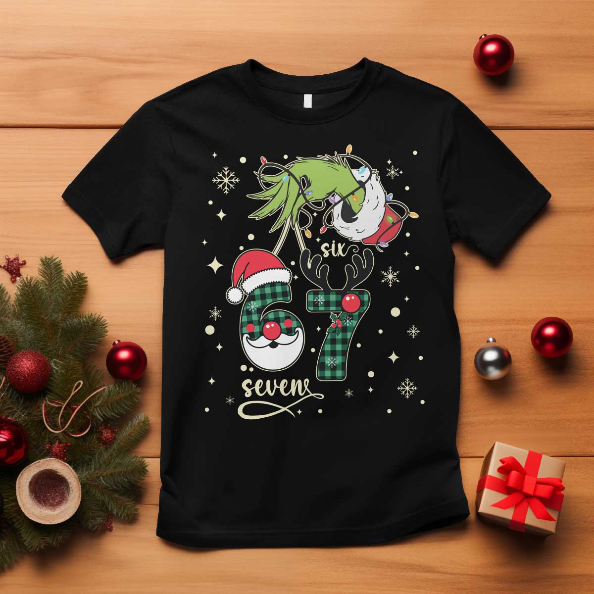 Funny Green Hand Six Seven Meme T Shirt Gen Z Alpha Xmas Gift TS12 Black Print Your Wear