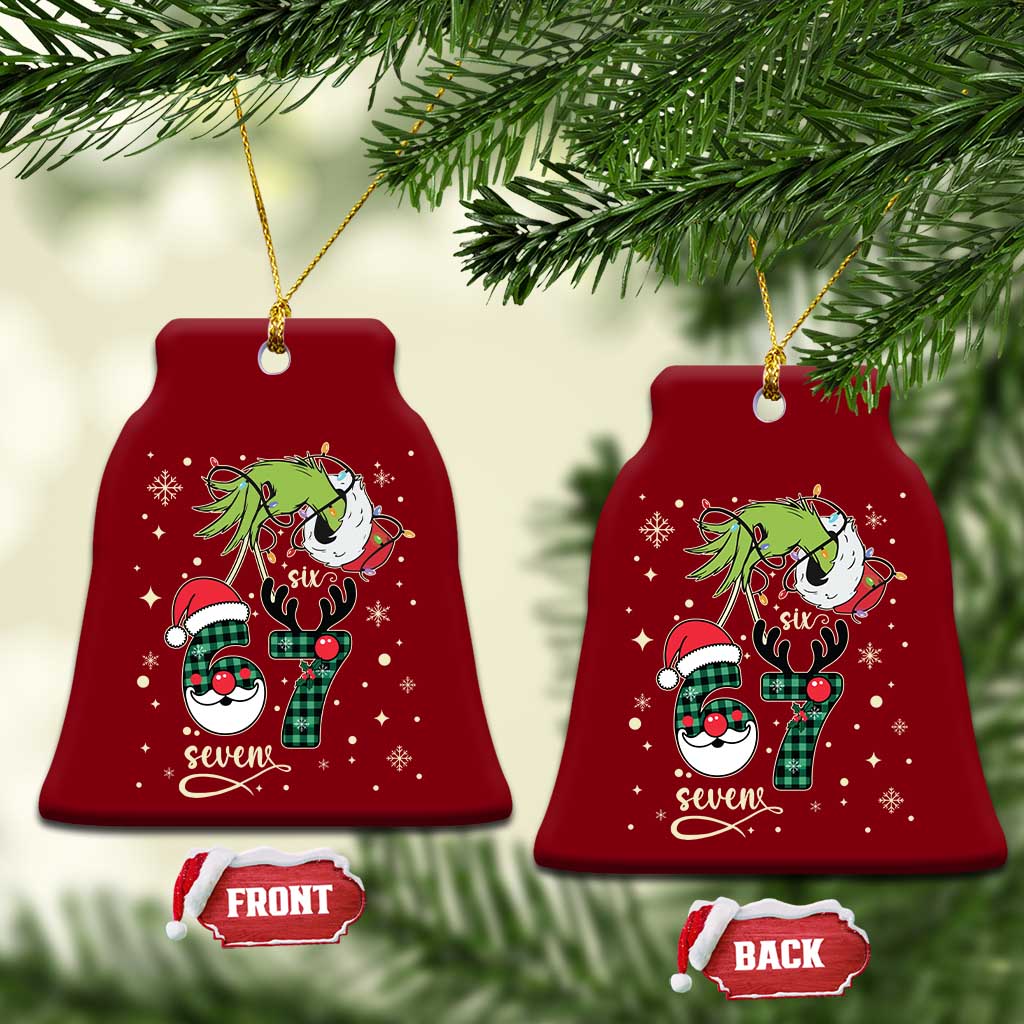 Funny Green Hand Six Seven Meme Ceramic Ornament Gen Z Alpha Xmas Gift TS12 Print Your Wear