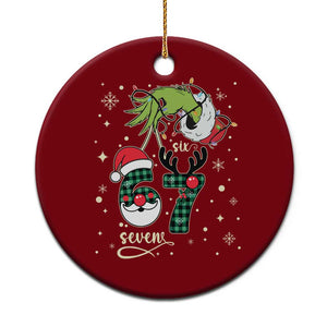 Funny Green Hand Six Seven Meme Ceramic Ornament Gen Z Alpha Xmas Gift TS12 1pc Red Print Your Wear