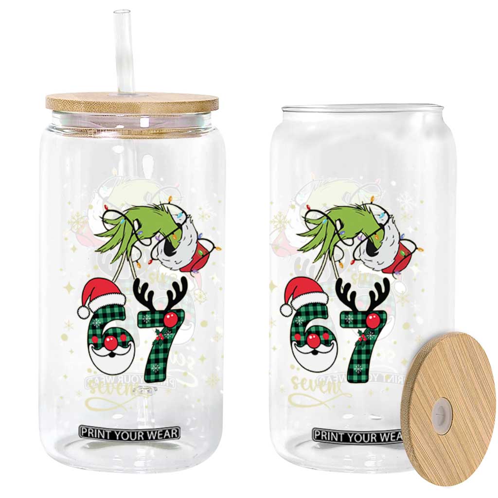 Funny Green Hand Six Seven Meme Glass Can Gen Z Alpha Xmas Gift TS12 Print Your Wear