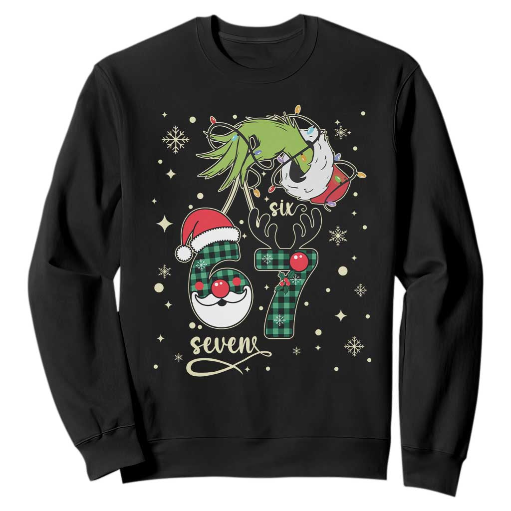 Funny Green Hand Six Seven Meme Sweatshirt Gen Z Alpha Xmas Gift TS12 Black Print Your Wear