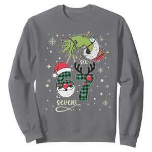 Funny Green Hand Six Seven Meme Sweatshirt Gen Z Alpha Xmas Gift TS12 Charcoal Print Your Wear